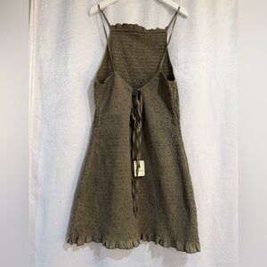 Free People Taupe Textured Dress with Tie Back